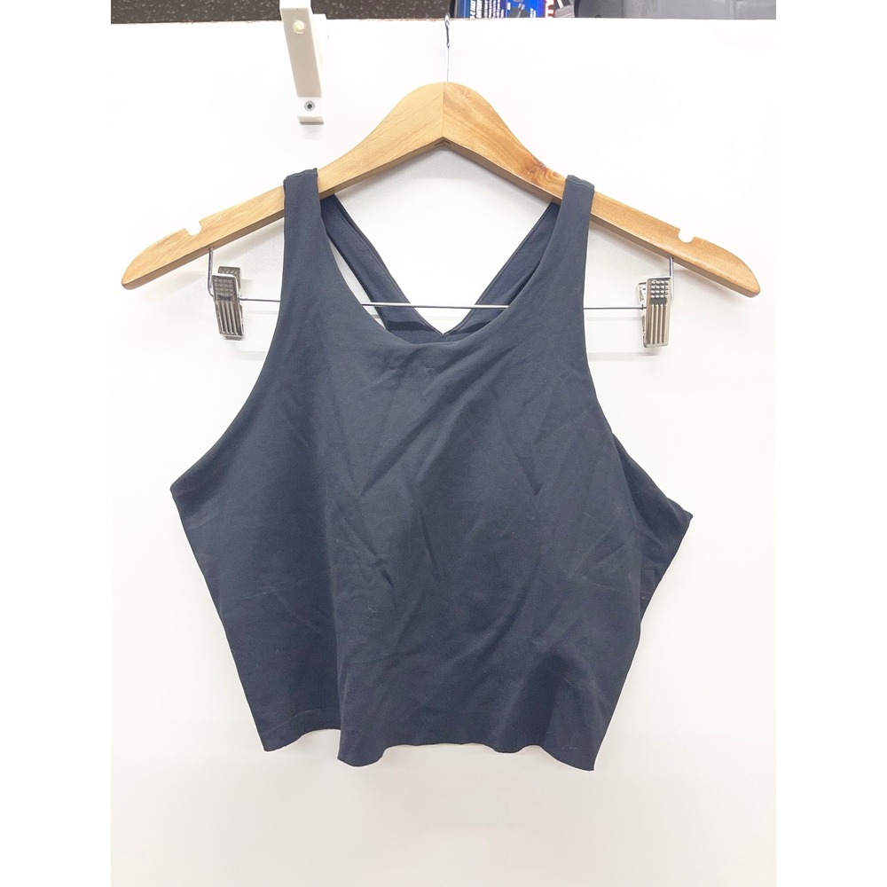 Nike Yoga Dri-FIT High Neck Crop Tank Top Black Racerback Large 0719017